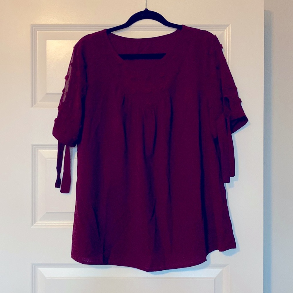 Maroon shirt sleeve blouse- Shein Curve